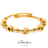 Red Enamel Heart Star Cube Charm Bangles for Women