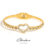 Romantic Rhinestone Heart Stainless Steel Bracelet