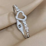 Romantic Rhinestone Heart Stainless Steel Bracelet