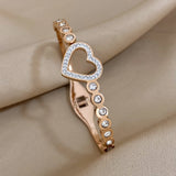 Romantic Rhinestone Heart Stainless Steel Bracelet