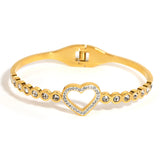 Romantic Rhinestone Heart Stainless Steel Bracelet