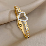 Romantic Rhinestone Heart Stainless Steel Bracelet