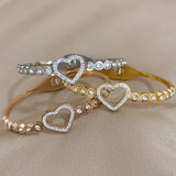 Romantic Rhinestone Heart Stainless Steel Bracelet