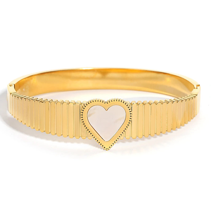 Romantic Shell Heart Stainless Steel Bangles Bracelets for Women