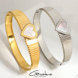 Romantic Shell Heart Stainless Steel Bangles Bracelets for Women