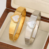 Romantic Shell Heart Stainless Steel Bangles Bracelets for Women