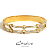 Cubic Zirconia Steel Bangles Bracelets for Women Rhinestone Charm Bracelet