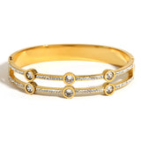 Cubic Zirconia Steel Bangles Bracelets for Women Rhinestone Charm Bracelet