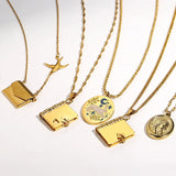 Stainless Steel Book Envelope Pendant Choker Necklace