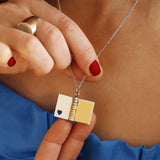 Stainless Steel Book Pendant Choker Necklace Unisex Jewelry