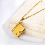 Stainless Steel Book Pendant Choker Necklace Unisex Jewelry