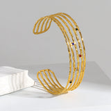 Colorful Crystal Charm Cuff Bracelet for Women Plated Width Opening