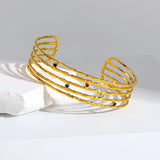 Colorful Crystal Charm Cuff Bracelet for Women Plated Width Opening