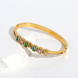 Colorful Zirconia Stainless Steel Bracelet for Women