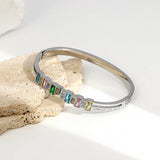 Colorful Zirconia Stainless Steel Bracelet for Women