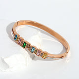Colorful Zirconia Stainless Steel Bracelet for Women