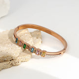 Colorful Zirconia Stainless Steel Bracelet for Women