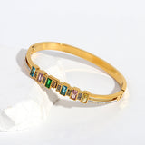 Colorful Zirconia Stainless Steel Bracelet for Women