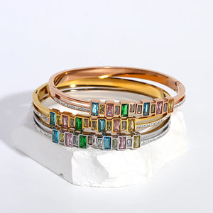 Colorful Zirconia Stainless Steel Bracelet for Women