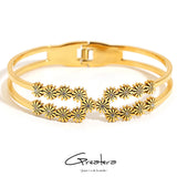 Stainless Steel Daisy Flower Layered Bangles Bracelets for Women