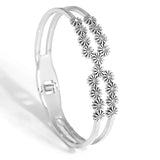 Stainless Steel Daisy Flower Layered Bangles Bracelets for Women