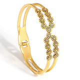 Stainless Steel Daisy Flower Layered Bangles Bracelets for Women