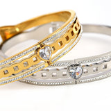 Stainless Steel Heart Zircon Bangles Bracelet for Women