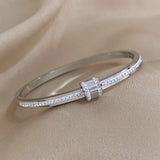 Stainless Steel Rhinestone Charm Bracelet Bangle for Women
