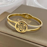 Stainless Steel Tree of Life Bangles Bracelets Green Zircon Charm Party Jewelry