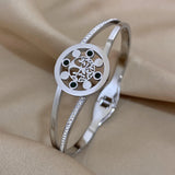 Stainless Steel Tree of Life Bangles Bracelets Green Zircon Charm Party Jewelry