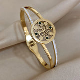 Stainless Steel Tree of Life Bangles Bracelets Green Zircon Charm Party Jewelry