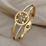 Stainless Steel Tree of Life Bangles Bracelets Green Zircon Charm Party Jewelry