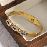 Stainless Steel Evil Eye Bangle Bracelet for Women