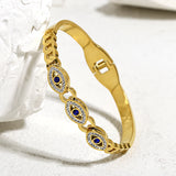 Stainless Steel Evil Eye Bangle Bracelet for Women