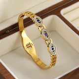 Stainless Steel Evil Eye Bangle Bracelet for Women