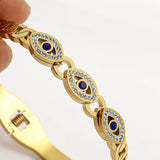 Stainless Steel Evil Eye Bangle Bracelet for Women