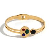Colorful Stone Charm Bracelet for Women Stainless Steel Waterproof Jewelry