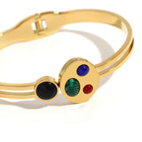 Colorful Stone Charm Bracelet for Women Stainless Steel Waterproof Jewelry