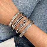 CZ Rhinestone Stainless Steel Bangles Silver Bracelet Women Jewelry