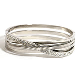 CZ Rhinestone Stainless Steel Bangles Silver Bracelet Women Jewelry