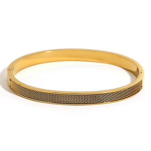 Stainless Steel Floral Bangle Bracelet for Women