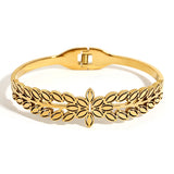 Stainless Steel Floral Bangle Bracelet for Women