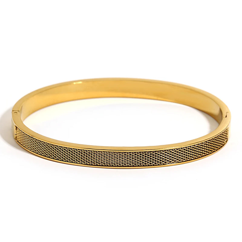 Stainless Steel Floral Bangle Bracelet for Women