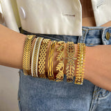Stainless Steel Floral Bangle Bracelet for Women