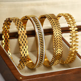 Stainless Steel Floral Bangle Bracelet for Women