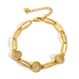 Opal Charm Bracelet Stainless Steel Chain Women Jewelry