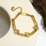 Opal Charm Bracelet Stainless Steel Chain Women Jewelry