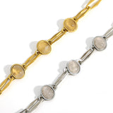Opal Charm Bracelet Stainless Steel Chain Women Jewelry