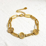 Opal Charm Bracelet Stainless Steel Chain Women Jewelry