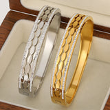 Rhinestone Charm Oval Steel Cuff Bracelet Bangles for Women